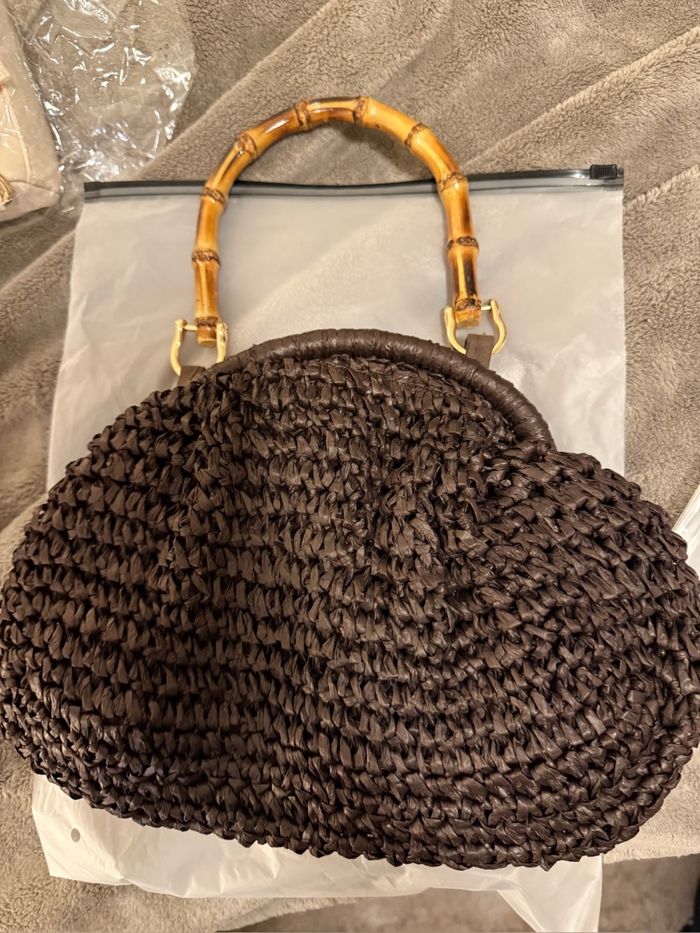 Commense Brown Woven Clutch - Picture 1 of 2